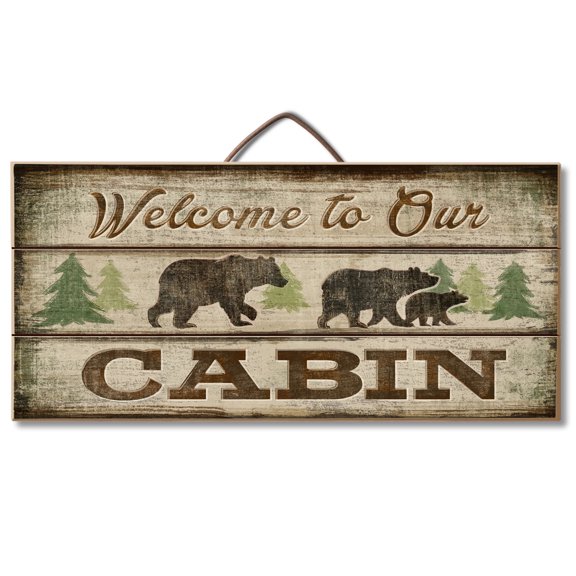 Highland Home Cabin Welcome Slatted Pallet Wood Sign 12" by 6"