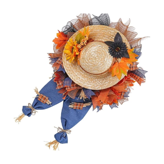 Aximioll Fall Scarecrow Wreath 31.5In, Natural Vine Base, Fall Wreath Decor for Front Door Wall Entryway Mantel