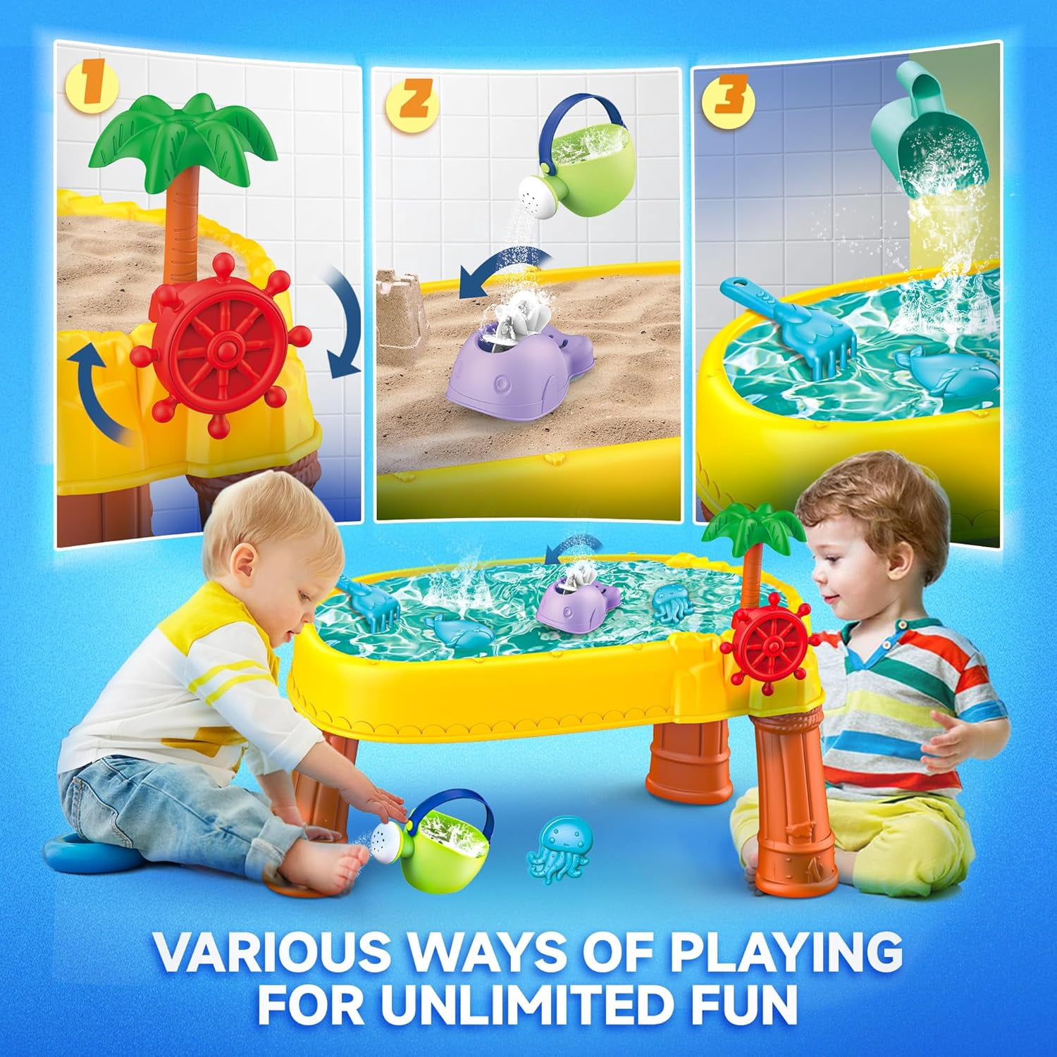 Water Table for Toddlers 1-8 with 15 Accessories - Outdoor Sensory  for Kids Ages 1-8