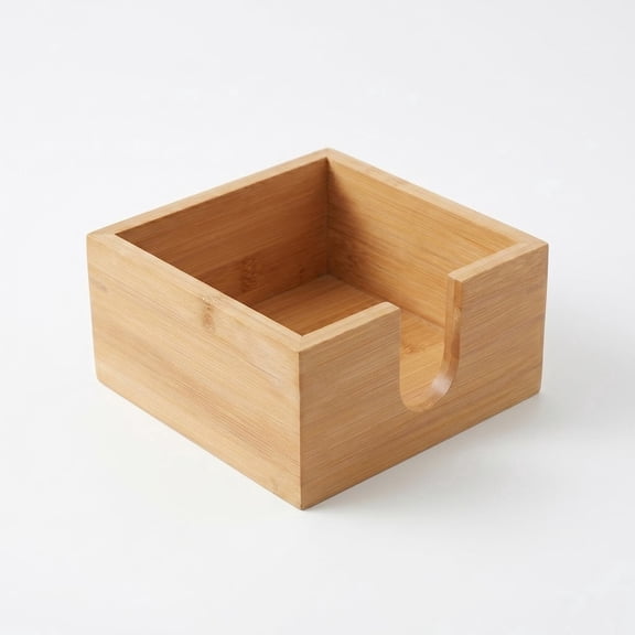5.31x5.31x2.56 Inch Wooden Napkin Holder and Towel Tray, Countertop Organizer for Kitchen Table, Office Desk, and Guest Bathroom