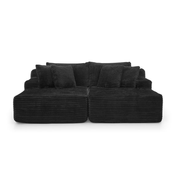 AOOWOW 82.5” Oversized Double Lounge Chaise,velvet Sofa Bed,Upholstered Boneless Cloud Sofa Deep Seat,No Assembly Required