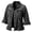 Black, variant on Womens Jackets Solid Color Ruffle Hem Cropped Denim Jacket 3/4 Sleeve Lapel Collar Casual Fall Tops for Women Black L