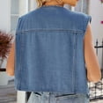 thumbnail image 5 of Wiyuqeen Women's Sleeveless Denim Jackets Casual Vest V Neck Jean Vests Soft Trendy Button Down Jean Waistcoat Jacket with Chest Pockets, 5 of 7
