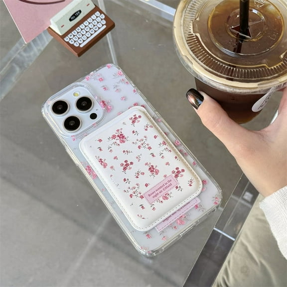 Korean cute floral flower clear phone case MagSafe Wireless Charging Case for iPhone 15 14 13 12 11 pro Max back shockproof case