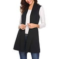 thumbnail image 3 of Cardigan Sans Manches Décontracté Couleur Unie Résistant à l'Usure devant Long Gilet Élastique Polyester Mode Vêtements Extérieur Noir m, 3 of 7