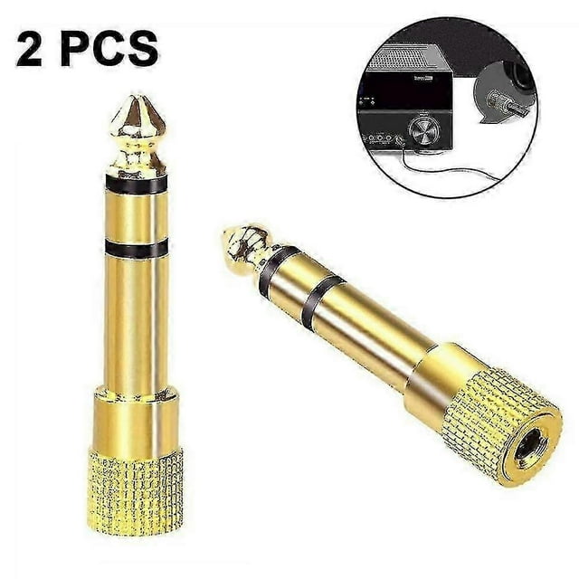 6.35mm 1/4 Inch Male To 3.5mm 1/8 Inch Female Stereo Headphone Adapter Audio Jack Plug Gold Plated For Speaker Headphone Guitar Digital Piano Amp