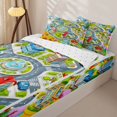 thumbnail image 3 of Manfei Cartoon Town Map Zipper Twin Comforter Sets with Fitted Sheet and 2 Pillowcases,Autumn Trees Zipper Bedding Set,Gray,Reversible,4pcs, 3 of 8