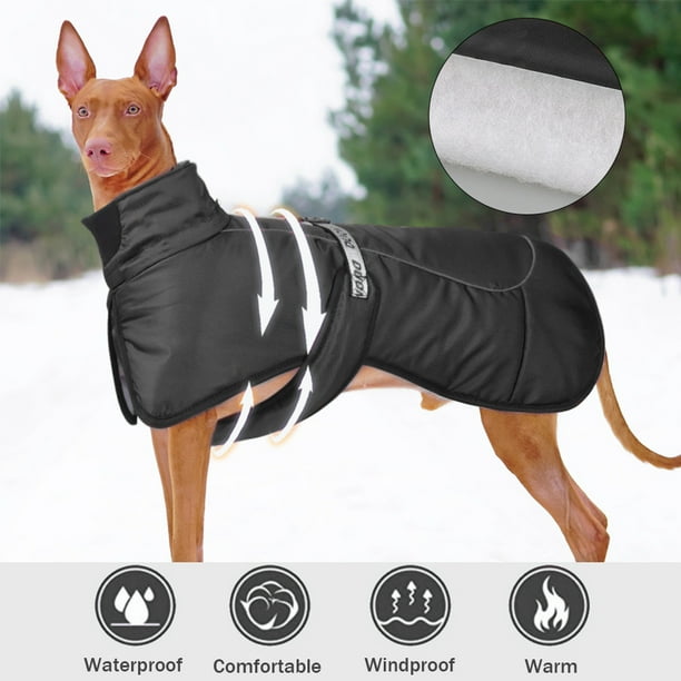 Ropa para perros Chaleco cálido para cachorros Impermeable para clima frío (Negro 2XL)
