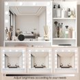thumbnail image 4 of Escritorio de vanidad con espejo y luz, cajón grande de tres niveles de almacenamiento, 3 modos de iluminación Brillo ajustable, vestuario del dormitorio, 4 of 5