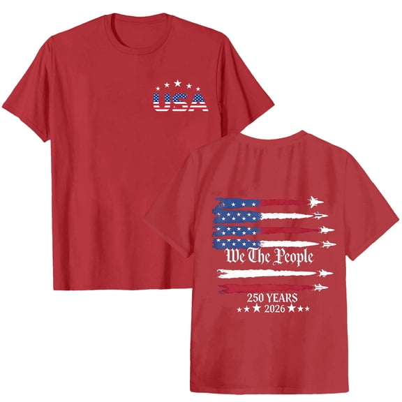 idosla Women 250Th Anniversary Tshirt 1776-2026 Patriotic American Tops (Red, XL)