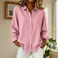 thumbnail image 5 of XUNKUSGA Shirts for Women Classic Striped Button Down Womens Shirts Casual Long Sleeve V Neck Collared Women's Tops for Vacation Party Working Stylish Dress Shirts for Women S-2XL Pink, 5 of 5