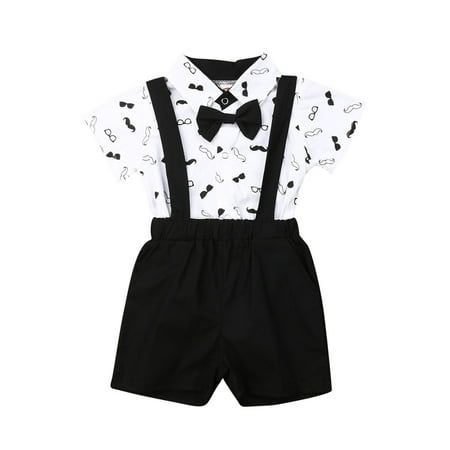 

Canrulo Newborn Baby Boy Wedding Formal Suit Bowtie Gentleman Romper Tuxedo Outfits Black 18-24 Months