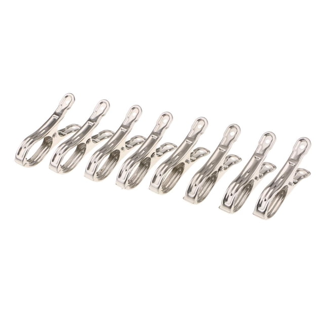8pcs alfileres de lavandería de acero inoxidable universal pinzas para la ropa clips de papel fotográfico Baoblaze Lavandería