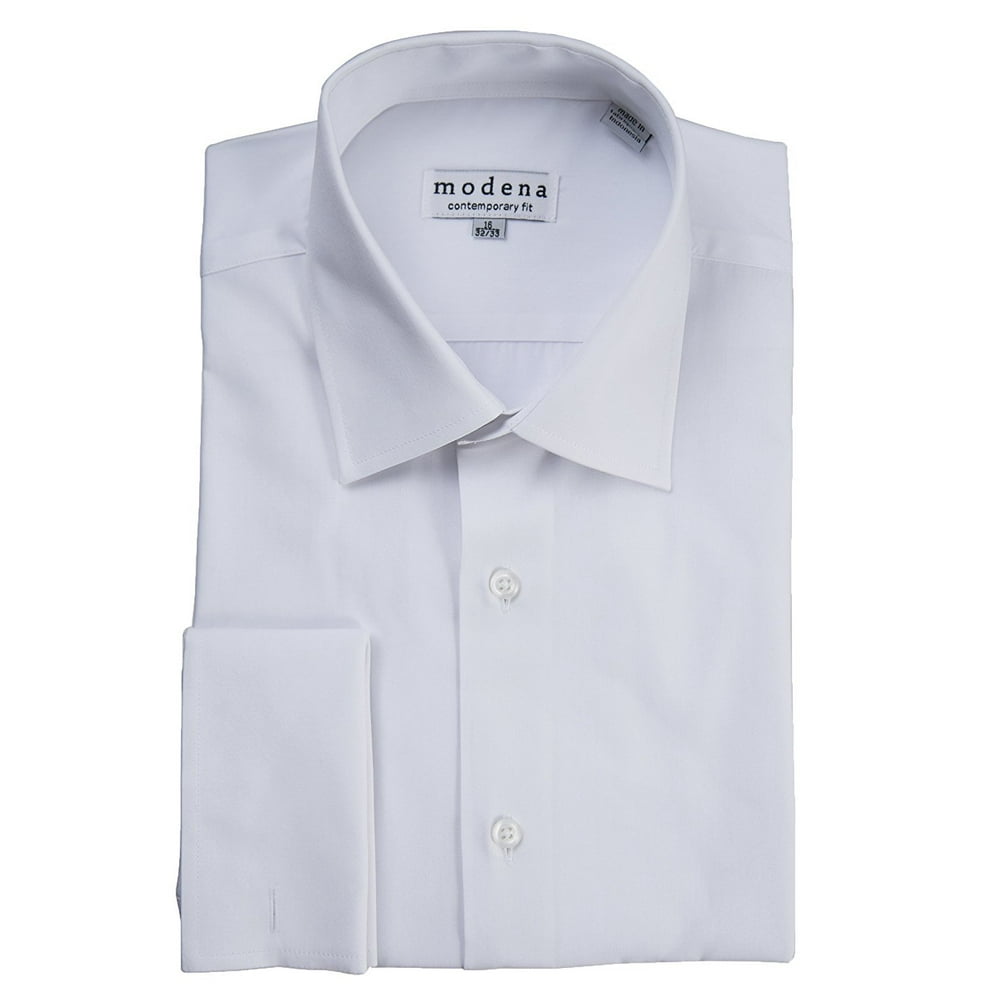 Modena - Modena Men's Contemporary (Slim) Fit Spread Collar French Cuff ...