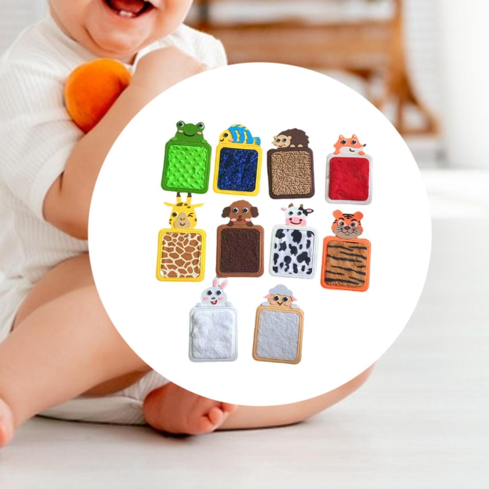 LeeQinersw 10 Pieces Sensory Mats Cute Cartoon Tactile Play for Baby Preschool Children