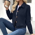 thumbnail image 6 of DeHolifer Womens Jackets Casual Solid Color Cropped Coats Button Down Winter Shackets Navy XXL, 6 of 8