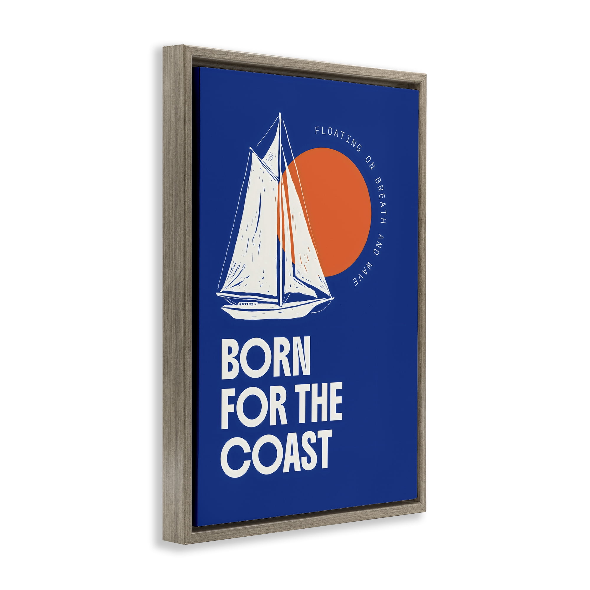 Stupell Industries Born For The Coast Brown Framed Floater Canvas Wall Art, design by Creative Studio