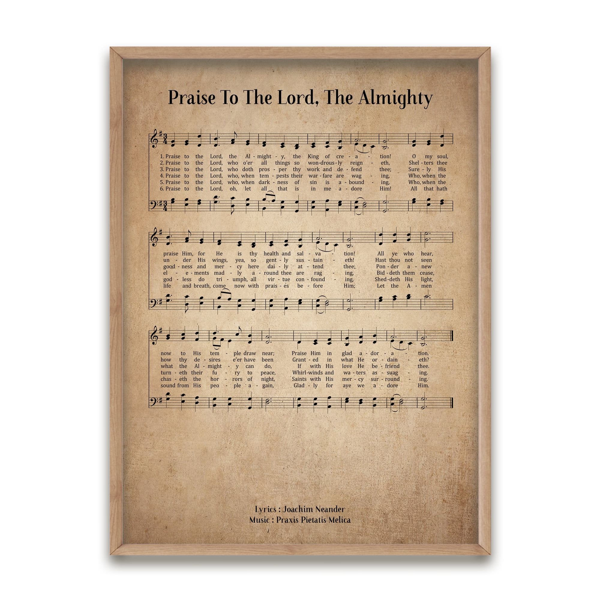 Praise to the Lord, The Almighty Unframed Hymn Wall Art Print 