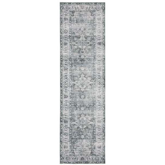 Oriental Weavers Charleston Washable Area Rug - CHA03 - 2' x 8' - in Navy/ Ivory - Vintage Inspired, Non-Slip, Stain Resitant, Ultra Low Pile, Entryway, Hallway Runner Rug
