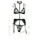 thumbnail image 2 of Mujeres Sexy Body de encaje Ropa interior Sujetador de perspectiva Panty Liguero, XL, Negro Yuarrent XX000193-12, 2 of 7