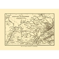 Historical Civil War Map - Tennessee Hoods Invasion -Century 1864 - 32.86 x 23 - Vintage Wall Art