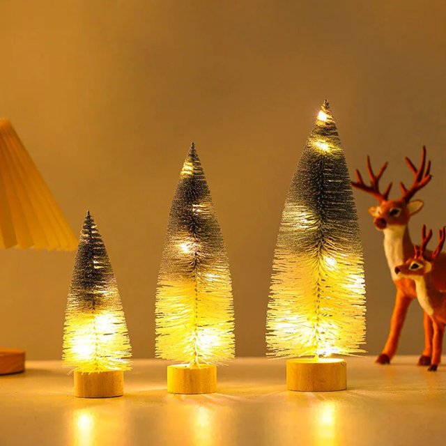 Mini árbol de Navidad luminoso de 20/25/30cm, luz de pino Artificial, adornos de Navidad, decoración de Mesa para el hogar, regalos de vacaciones