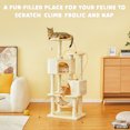 thumbnail image 4 of Quuzee 55-in Cat Tree Tower with Double Condo,Scratching Post Hammock, Beige, 4 of 9