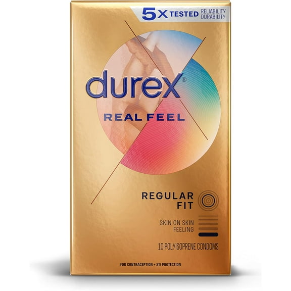 Durex Avanti Bare Real Feel Condoms, Non Latex Lubricated Condoms for Men with Natural Skin on Skin Feeling, Regular Fit, FSA & HSA Eligible, 10 Count