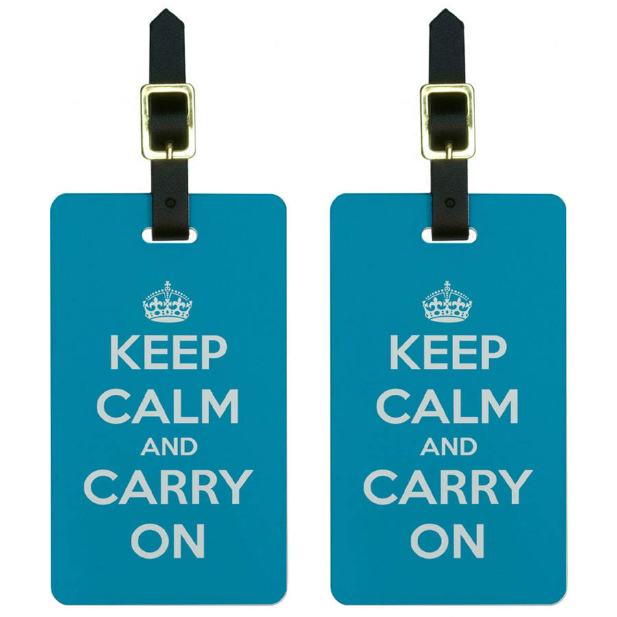 Graphics and More Keep Calm and Carry On Blue Luggage Tags Suitcase