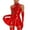 Red, variant on TiaoBug Womens Wet Look Pleated Bodycon Dress Sleeveless Zip Cocktail Rave Party Skater Mini Dresses Black S