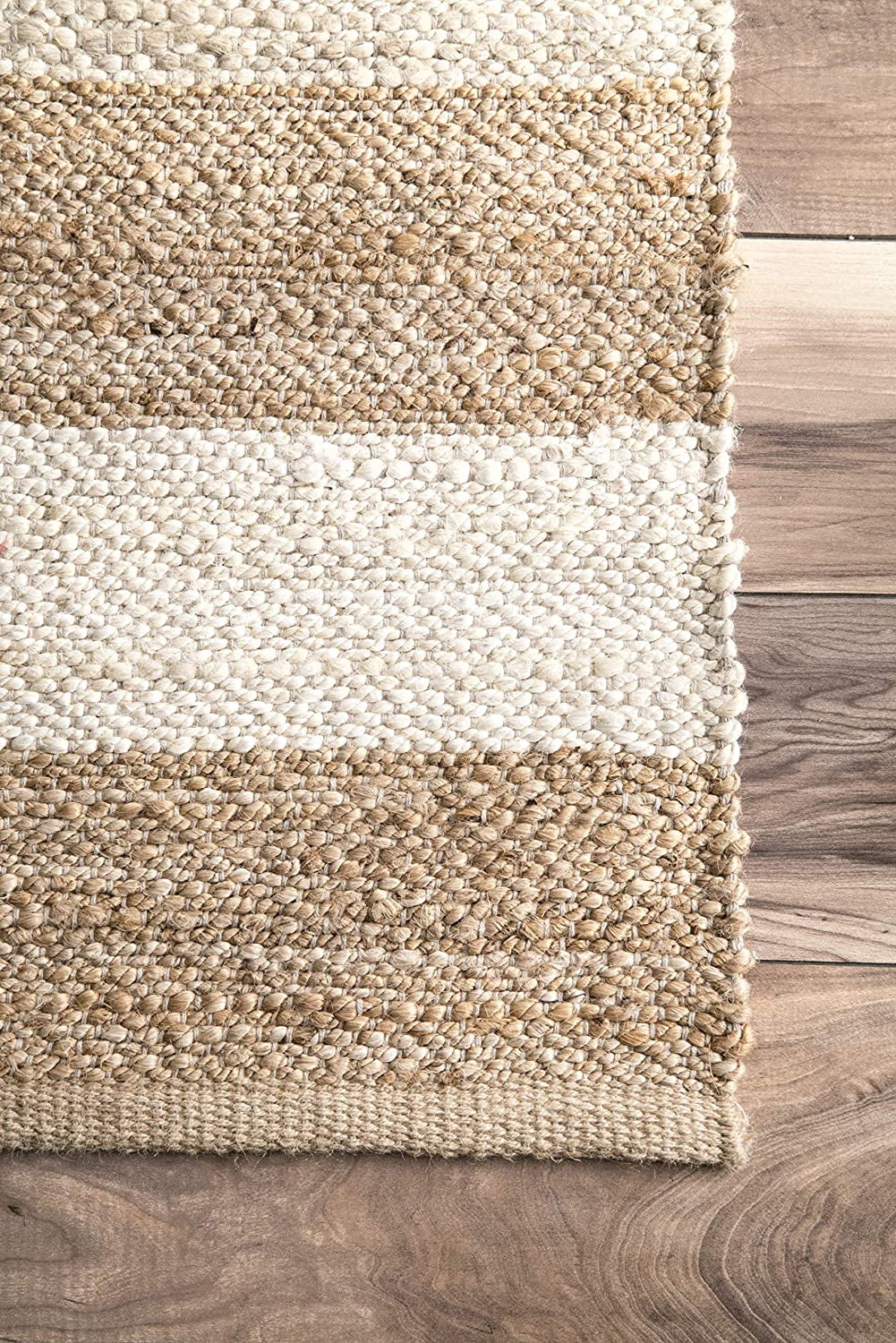 nuLOOM Alisia Flatweave Stripes Jute Runner Rug, 2' 6" x 6', Off White