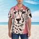 thumbnail image 2 of Balery Pink Cheetah Art Camisas hawaianas de manga corta para hombre, camisas playeras de corte holgado, camisas de vacaciones con botones,X-Large, 2 of 7