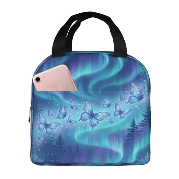 Butterfly Lunch Bag Reusable Zipper Closure Leakproof Insulated Lunch Box Cooler Tote Bag Food Container Snack Bag