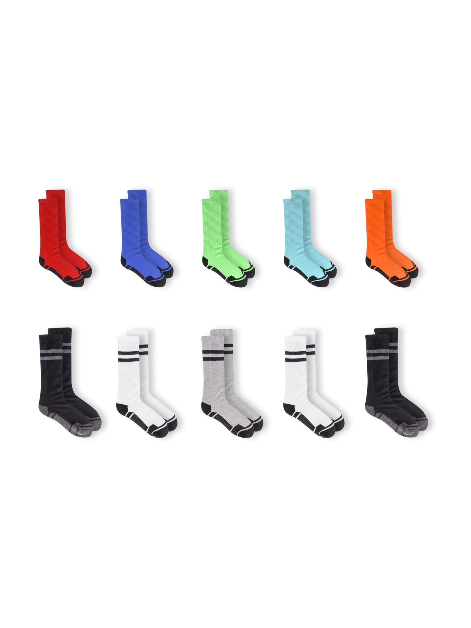 Russell Performance Boys Fast Dry Comfort Crew Socks, 10 Pack