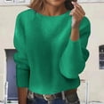 thumbnail image 2 of Arlun Cropped Loose Knit Sweaters for Women Long Sleeve Round Neck Soft Comfortable Pullover Sweater Solid Color Casual Tops for Fall Winter Fashion 2025 Green M, 2 of 5