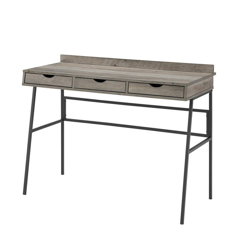 Walker Edison 42" Engineered Wood 3Drawer Angled Front Desk in Gray