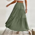 thumbnail image 4 of Women's Maxi Pleated Skirt High Waisted A Line Long Skirts Button Down Business Casual Outfits for Holiday, 4 of 6