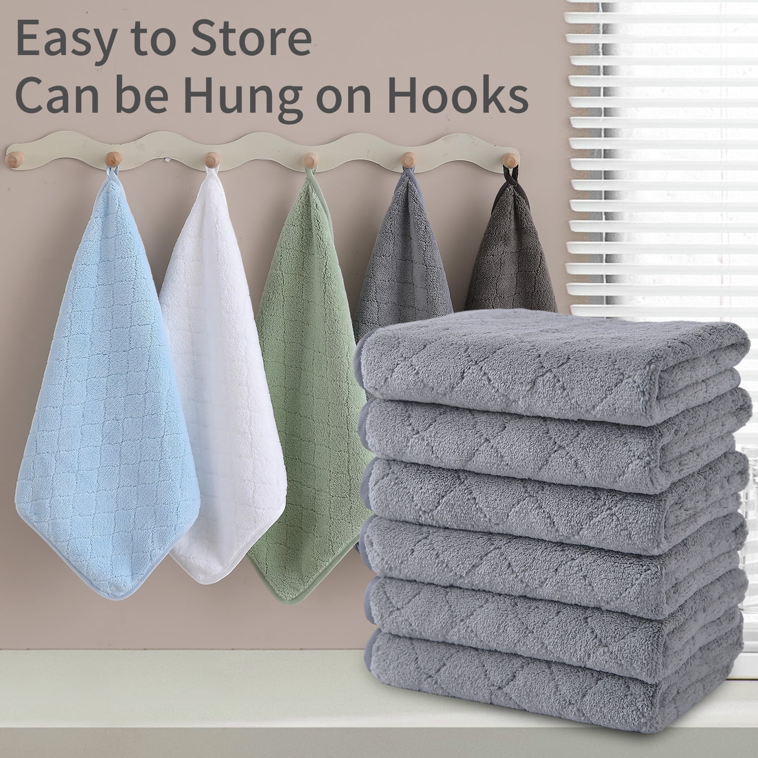 Jessy Home 24 Pack Dark Gray Washcloths for Bathroom 13x13 Inch Ultra Soft Hand Face Towels