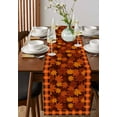 thumbnail image 2 of Orange Maple Leaves Fall Burlap Cotton Table Runner 13x60 Inches Long, Thanksgiving Orange Buffalo Plaid Farmhouse Table Runners, Outdoor Dining Tablecloths Decor for Baby Shower/Party/Wedding, 2 of 6