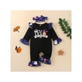 thumbnail image 2 of Franhais Infant Girl Halloween Long Sleeve Jumpsuit + Hairband,Pumpkin Letter Print Ruffle Clothing, 2 of 9
