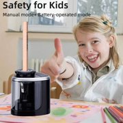 Automatic Pencil Sharpener for Office, Home - Electric Pencil Sharpener with Fast & Quiet Operation, Portable & Compact Design - Multicolor Plastic Sharpener for Artists, Professionals Black