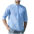 thumbnail image 2 of Fnnxeal Mens Casual Button Down Shirts, Summer Shirt for Men Men's Shirt with Short Sleeves Henley Solid Breathable Shirts Light Blue XL, 2 of 6