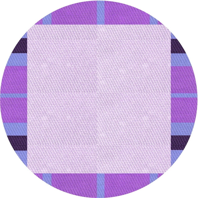 Ahgly Company Tapis de Zone Rond d'Intérieur Lavable à la Machine, Transitionnel, Lilas Pâle Violet, 7 Pieds Rond