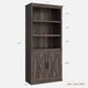 thumbnail image 2 of Compact 5-tier estilo rural wood estante de libros con abiertos estantes y doors vintage para exposición gabinete para living rooms bedrooms apartments y offices (dark oak), 2 of 7