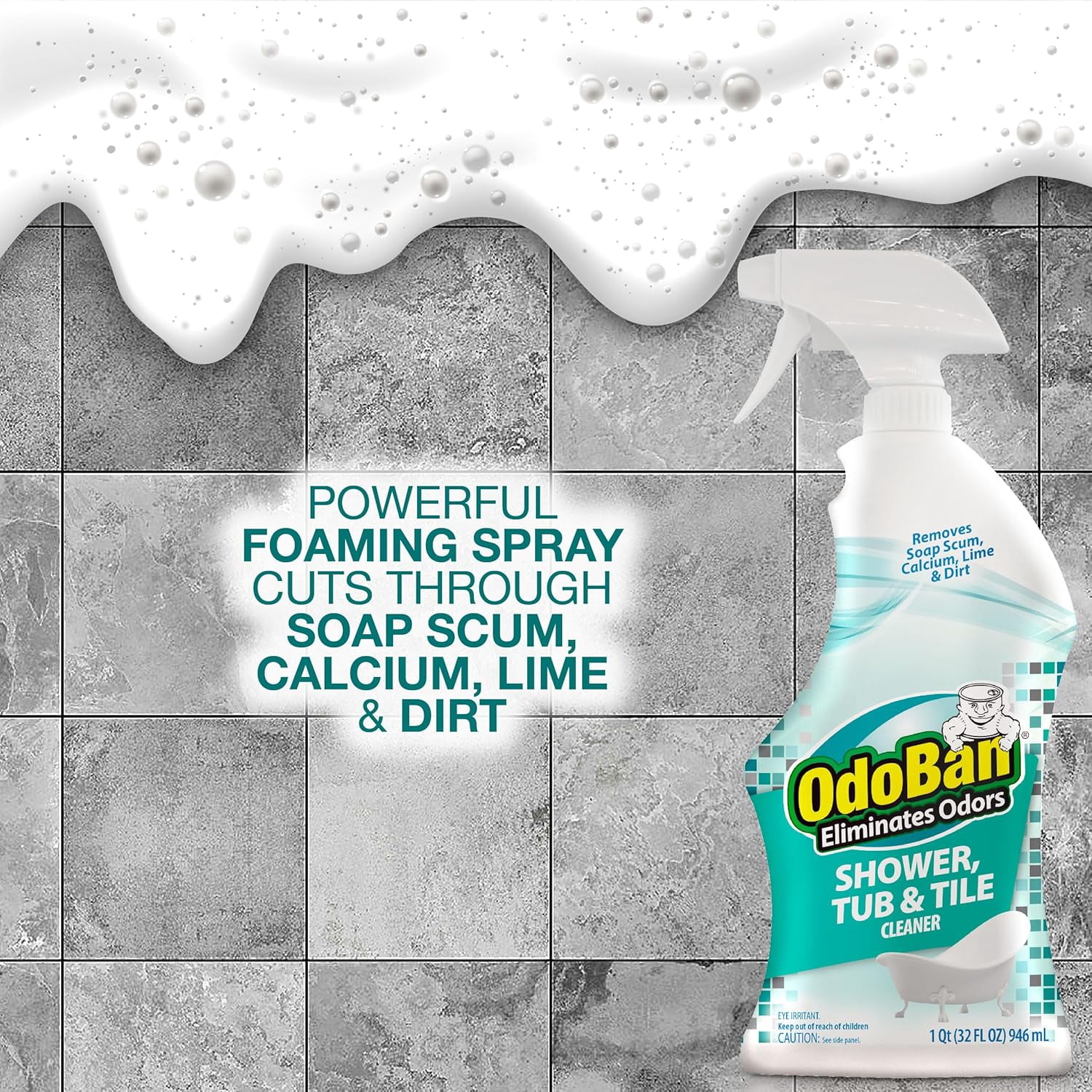 OdoBan Ready-to-Use Shower Tub & Tile Cleaner, 32 Fl Oz Spray Bottle and 1 Gallon Refill