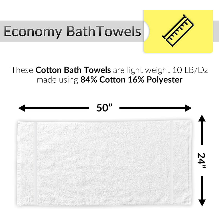 Towels N More 12 Pcs White Absorbent Gym Towels -100% Cotton Towels - 20x40  Inch Lightweight Small Bath Towels Ideal Bathroom Accessories for Home