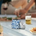 thumbnail image 5 of Yayeee Ashtray with Lid for Cigarette Smokeless Stainless Steel Home Ash Holder, Blue Floral Pattern, 5 of 7