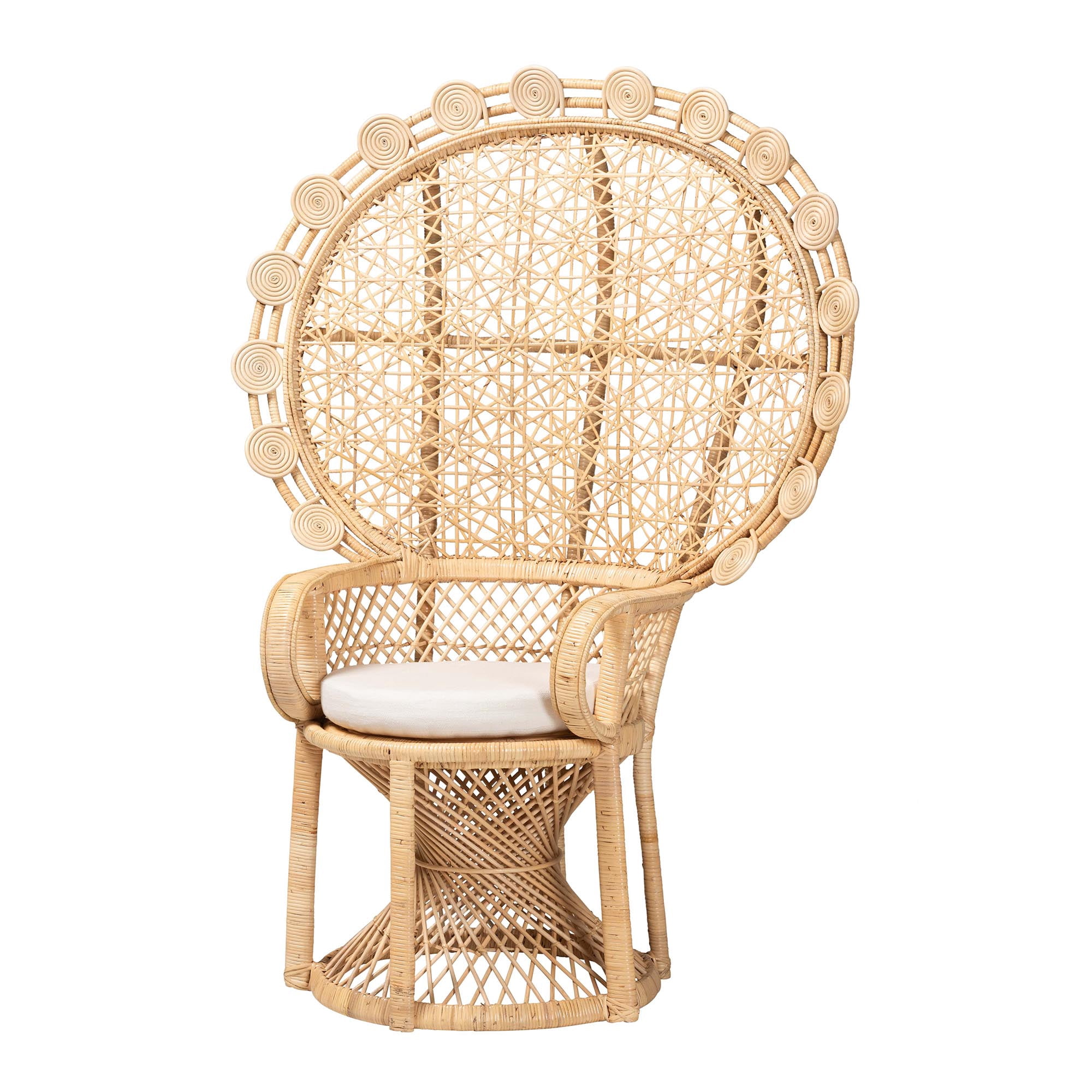 bali & pari Hecate Rattan BOHO Peacock Chair, Natural Brown
