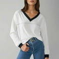 thumbnail image 4 of Ashirexll Womens Long Sleeve T Shirts Winter Tops for Women Color Matching V-Neck Casual Shirt Blouse Long Sleeve Top, 4 of 6