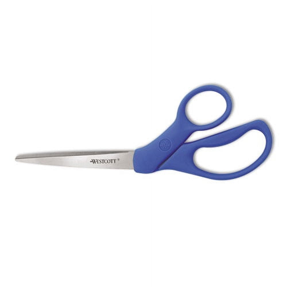 Preferred Line Stainless Steel Scissors, 8" Long, 3.5" Cut Length, Blue Offset Handle | Bundle of 5 Each